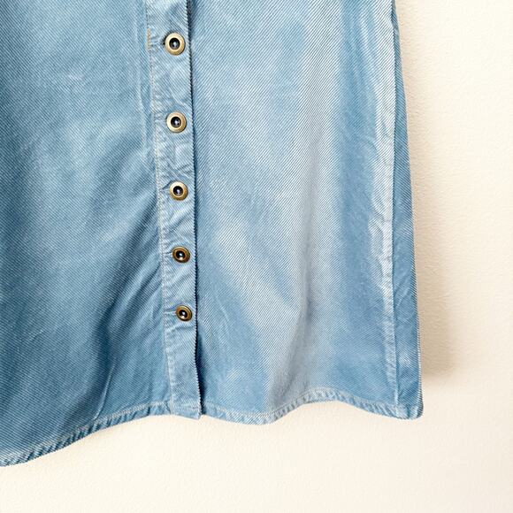 BY ANTHROPOLOGIE | Sky Blue Corduroy Button Front Skirt A-line Pockets | Size 6 - Picture 4 of 8